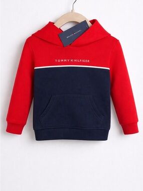 Tommy Hilfiger Kids Colorblock Red & Navy Hooded Sweatshirt